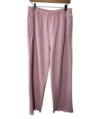 Skims Pink Fleece Straight Leg Joggers Fold over hem Size Large